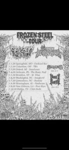 Event poster for Frozen Steel Tour: Frozen Soul, Steel Bearing Hand — at Front Of House Lounge