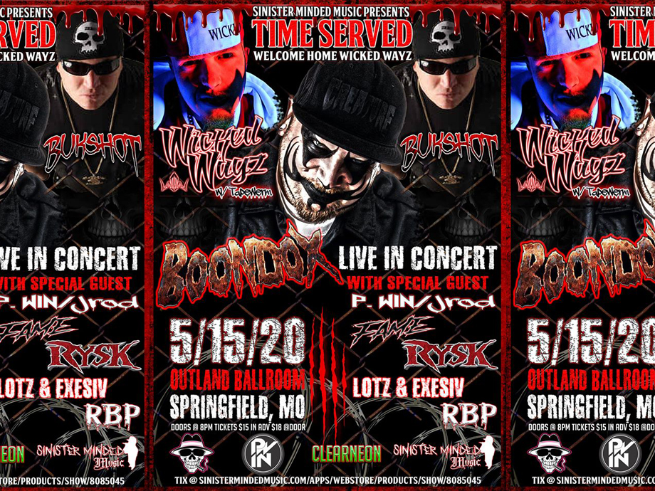 Boondox live with Wicked Wayz and Bukshot — at Outland Ballroom It's
