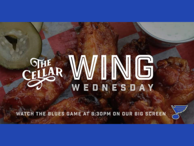 Event poster for Wing Wednesday at The Cellar
