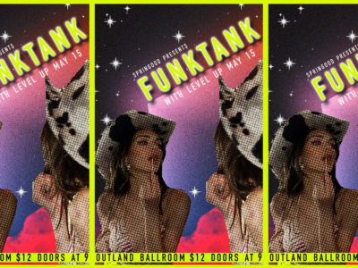 Event poster for Funk Tank + Level Up @ Outland Ballroom