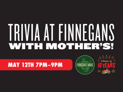 Event poster for Trivia Night w/Mother's Brewing! @ Finnegan's Wake