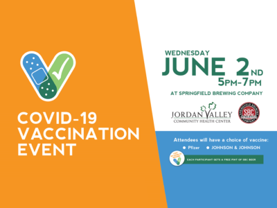 Event poster for COVID-19 Vaccination Event @ Springfield Brewing Company