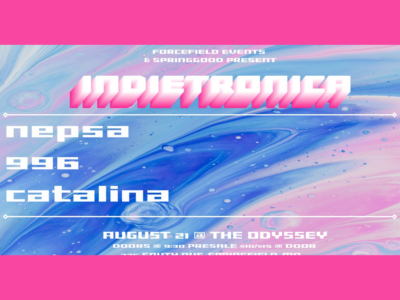 Event poster for Indietronica @ Odyssey Lounge