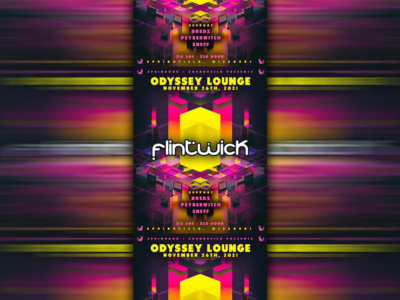 Event poster for Flintwick Live at the Odyssey Local support Dred + PsyberWitch + Sneff
