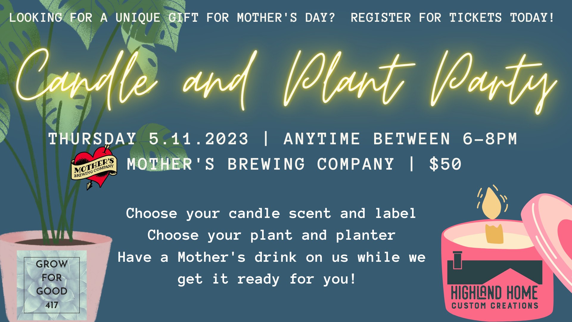 Mother's Day Candle and Plant Party