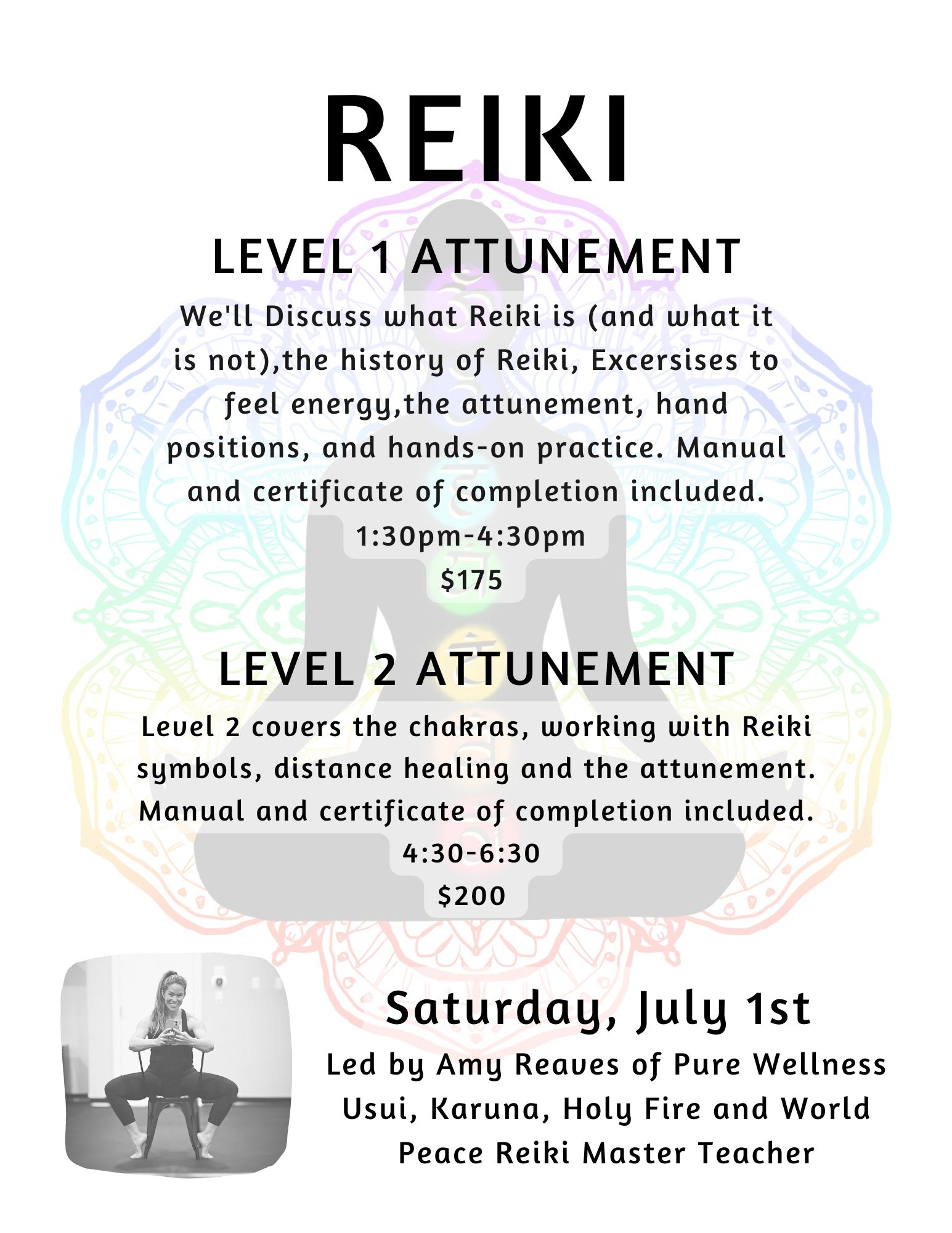 Usui Reiki Level 1 & Level 2 Certifications