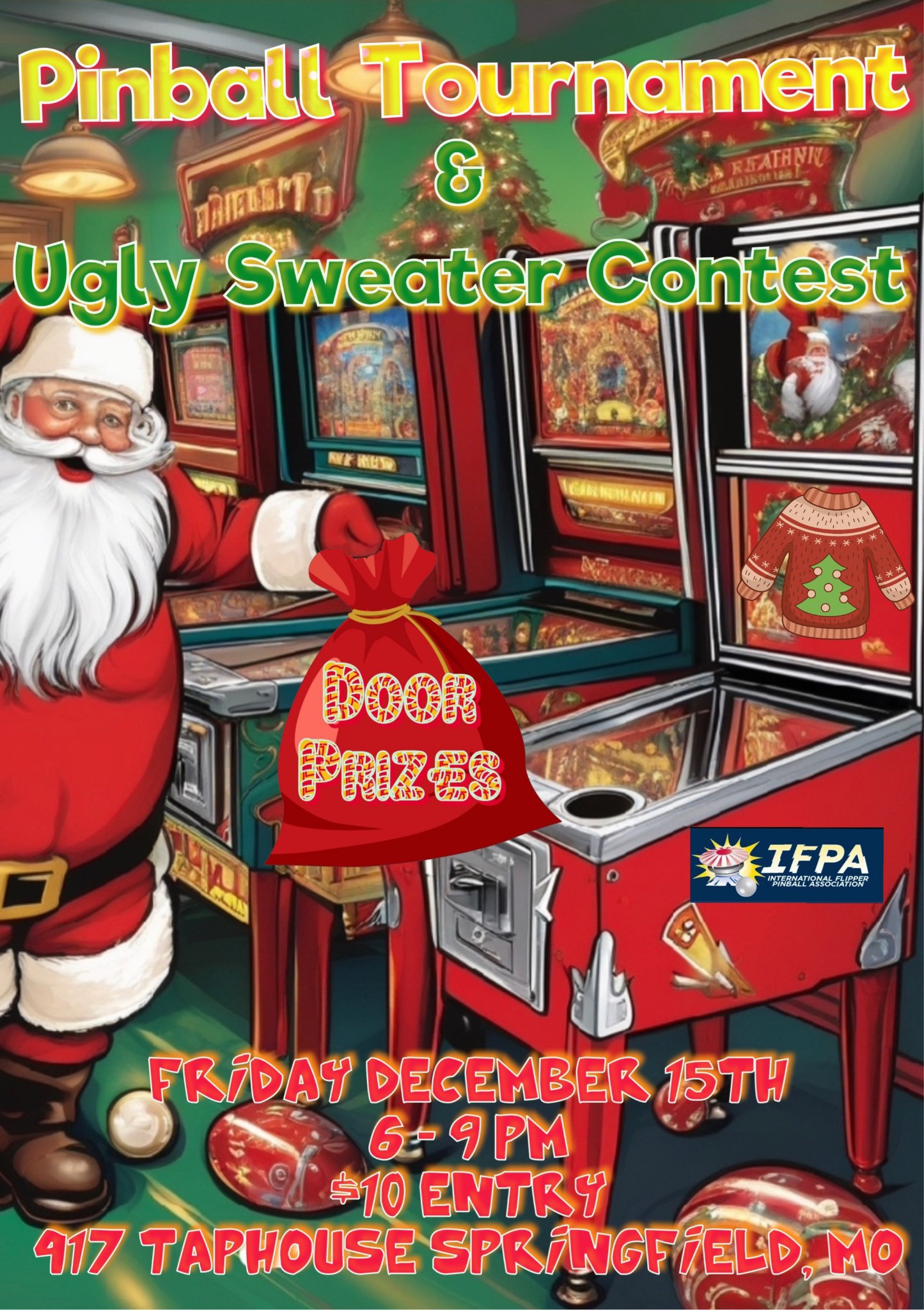 Pinball on Tap: Tournament and Ugly Sweater Contest