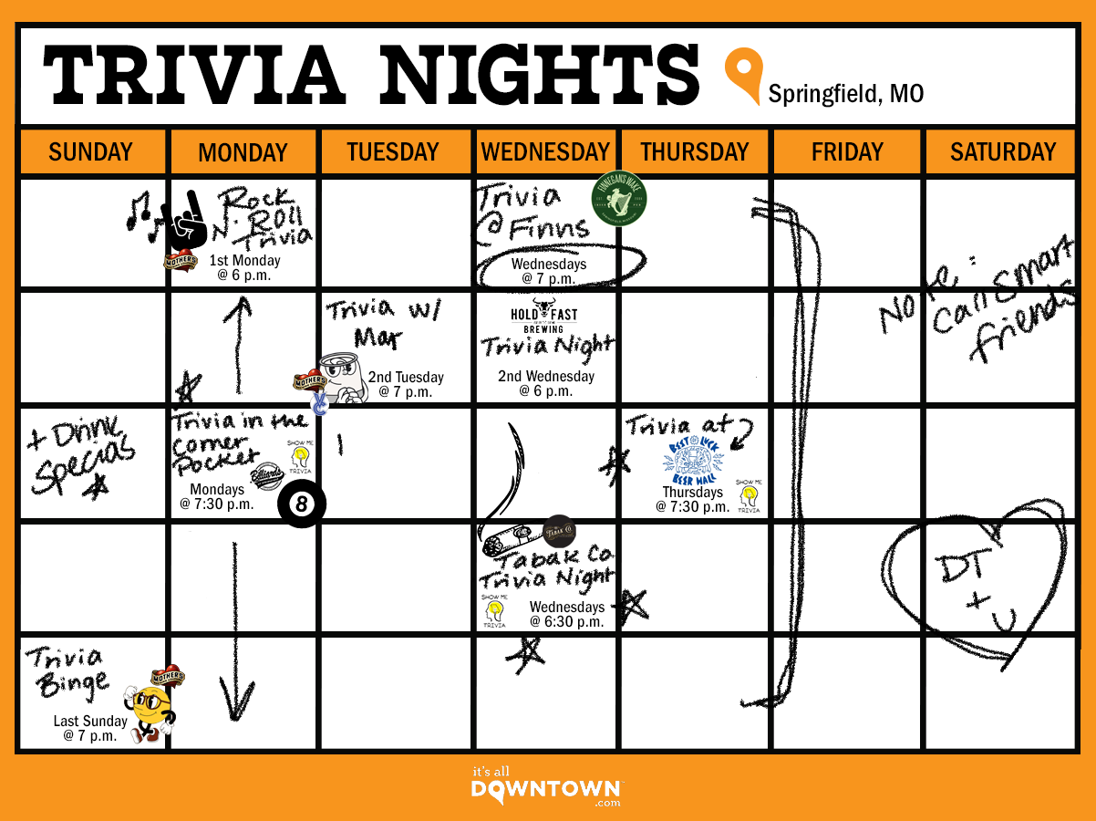 Trivia Night Calendar V2 It's All Downtown It's All Downtown