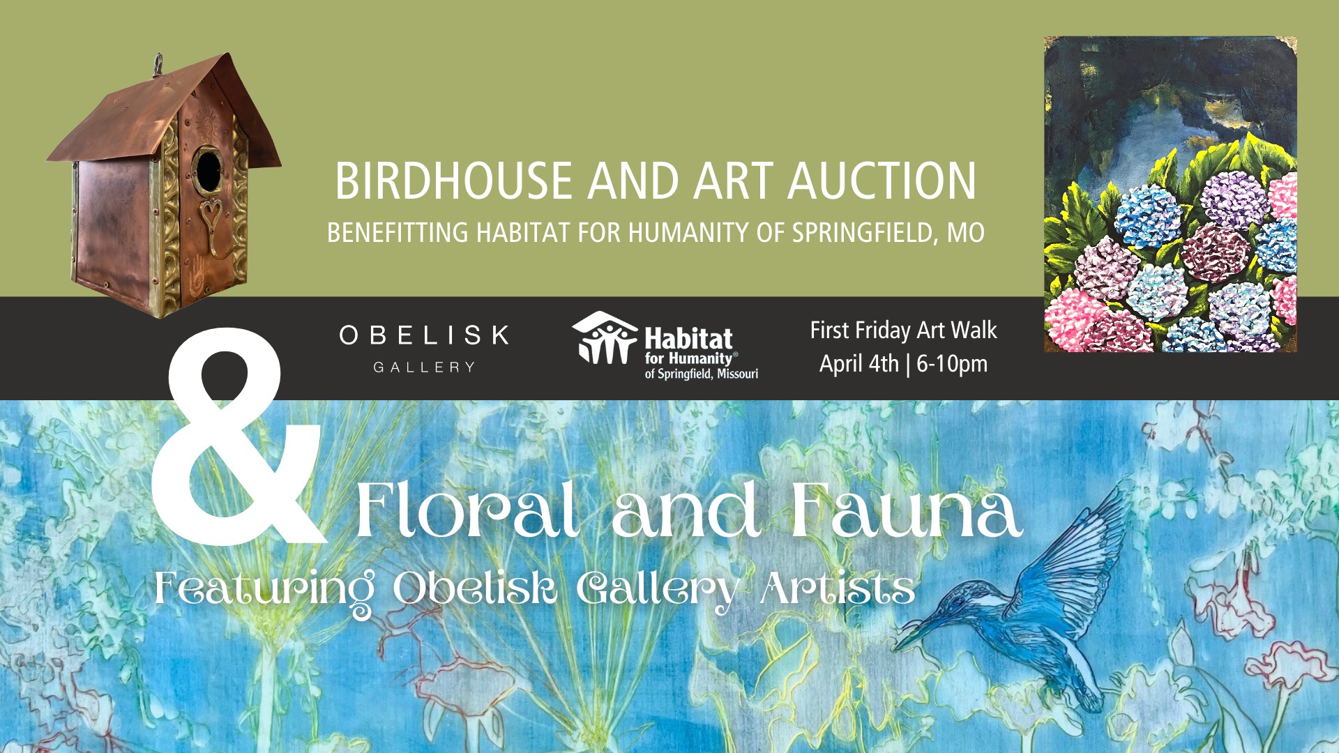 First Friday: Floral and Fauna Birdhouse and Art Auction