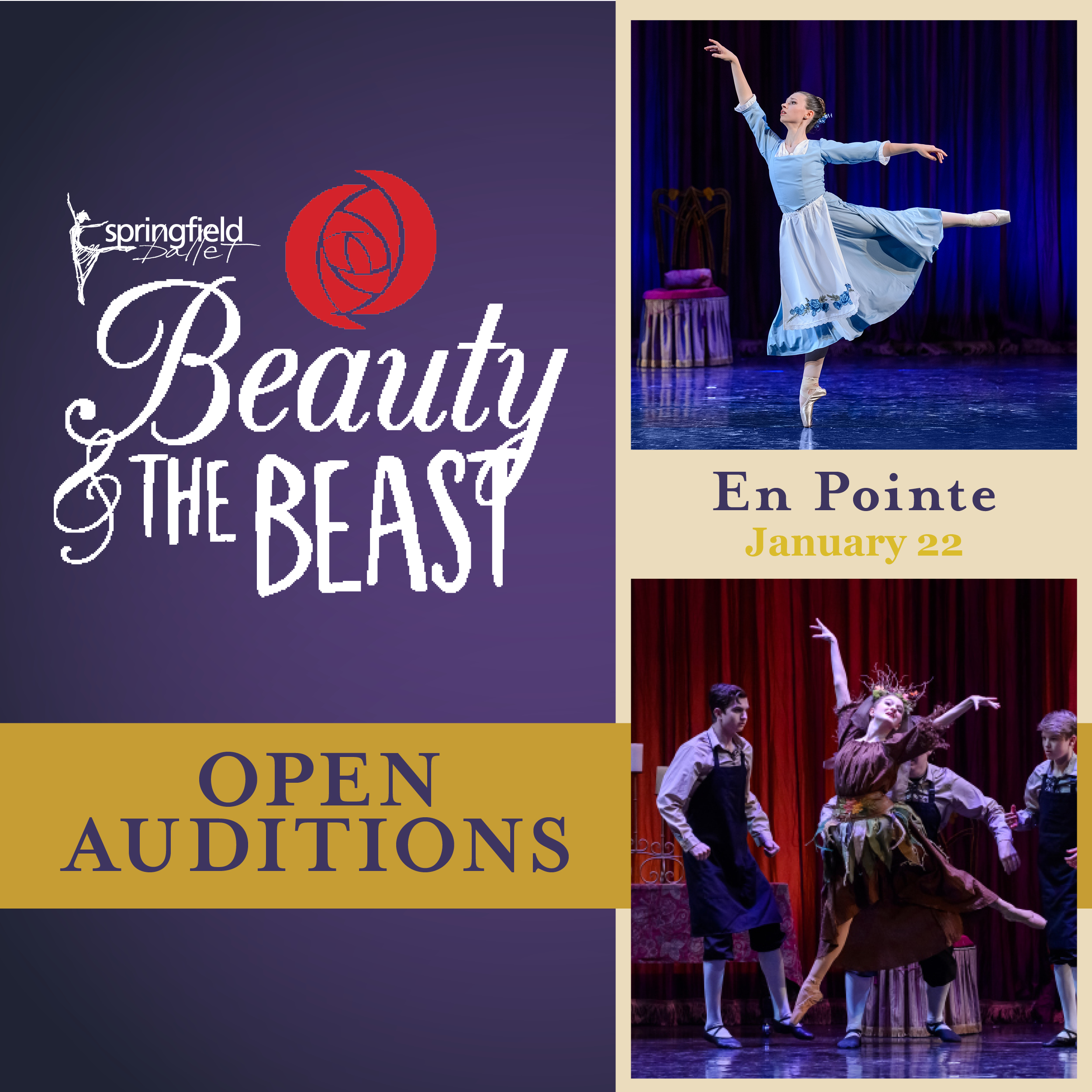 Open Auditions for Springfield Ballet’s Beauty & the Beast, ages 11+ en pointe