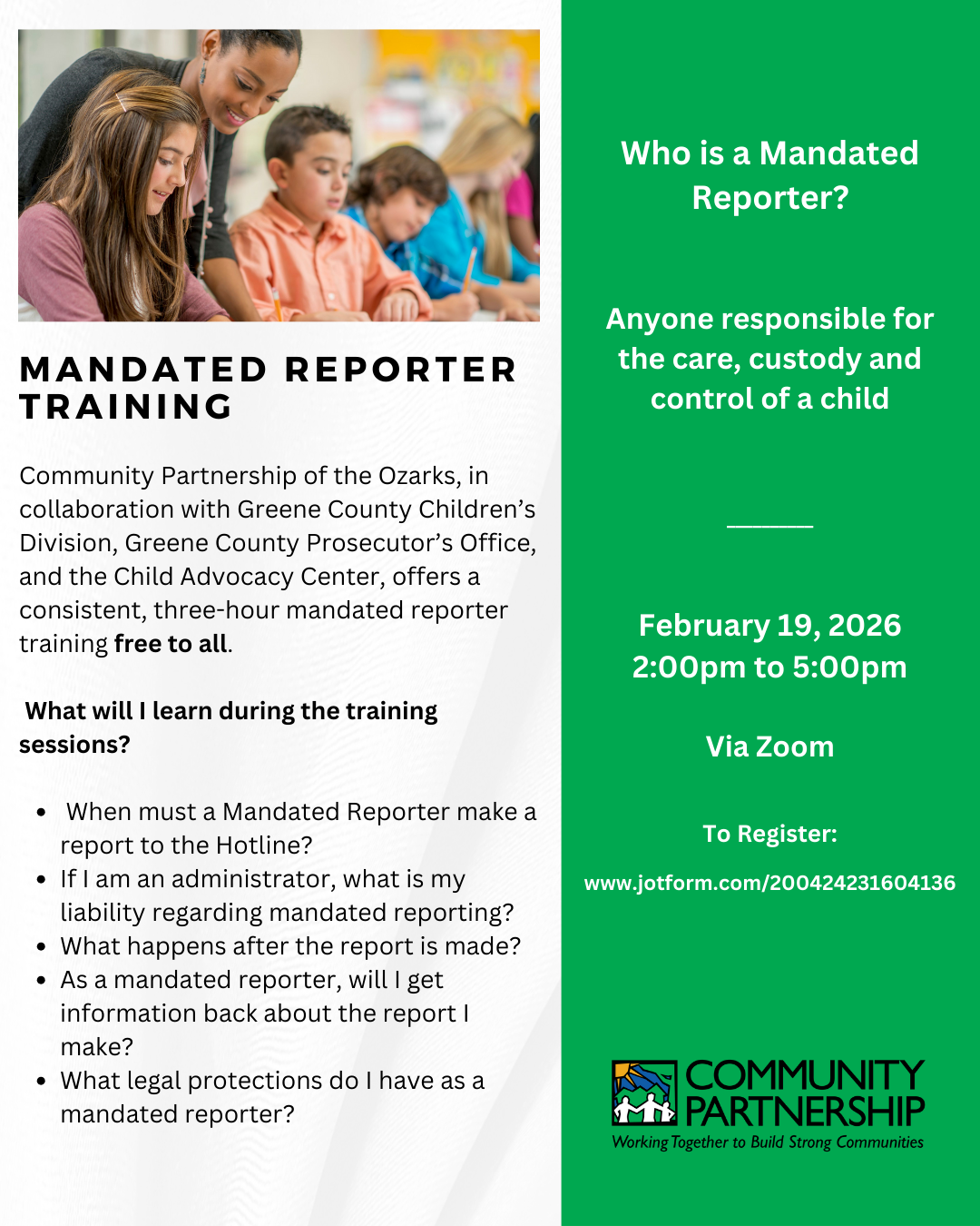 Free Mandated Reporter Training